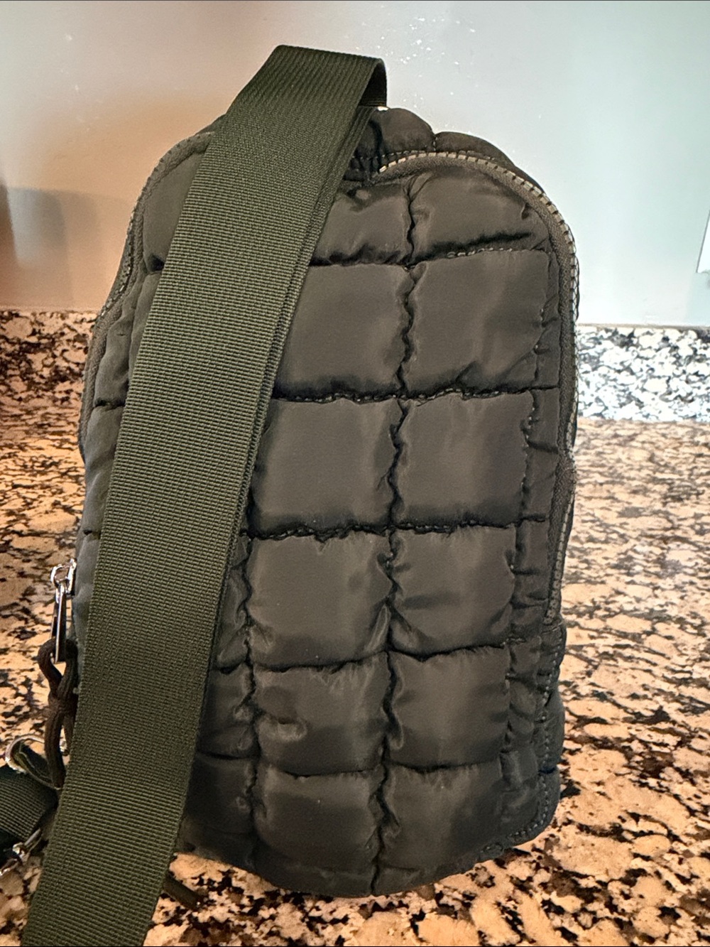 Quilted Crossbody Sling Bag - Hunter Green